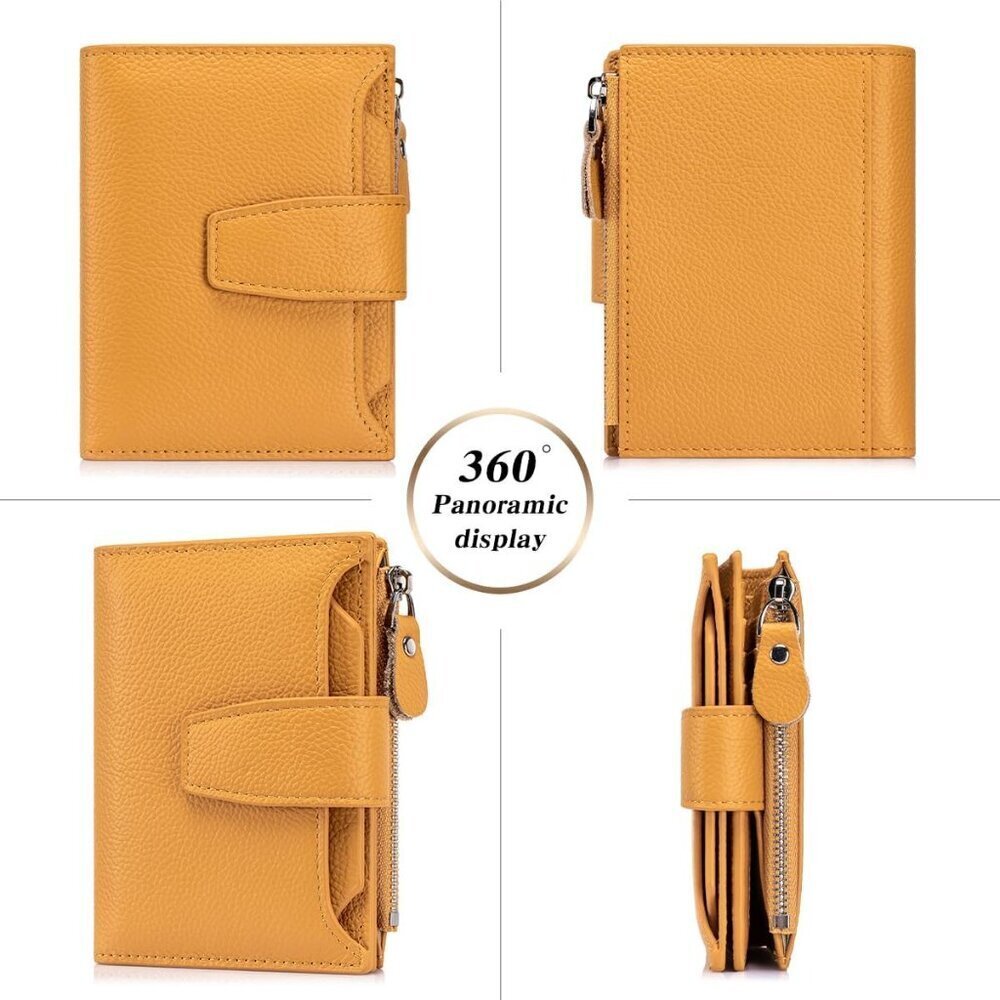 Women RFID Wallet Leather Bifold Compact Card Holder with Coin Pocket - Picture 4 of 8